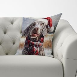 Warren Reed - Designer Christmas Weimarana Cushion in Grey - Size: 45 cm x 45 cm - thumbnail 3