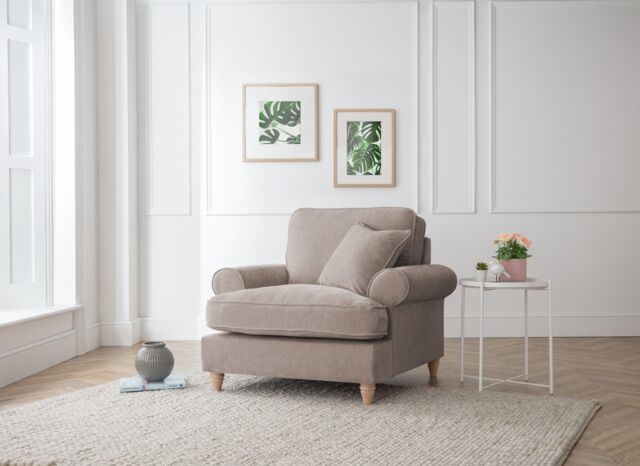The Great Sofa Company Ezra Textured Velvet Armchair - Scroll Arm in Taupe - image 1