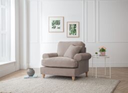 The Great Sofa Company Ezra Textured Velvet Armchair - Scroll Arm in Taupe