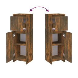 Berkfield Home Bathroom Cabinet Smoked Oak 30x30x95 cm Engineered Wood in Brown - Size: 30 x 30 x 95 cm - thumbnail 6