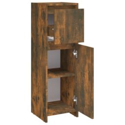 Berkfield Home Bathroom Cabinet Smoked Oak 30x30x95 cm Engineered Wood in Brown - Size: 30 x 30 x 95 cm - thumbnail 5