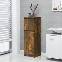 Berkfield Home Bathroom Cabinet Smoked Oak 30x30x95 cm Engineered Wood in Brown - Size: 30 x 30 x 95 cm - thumbnail 1