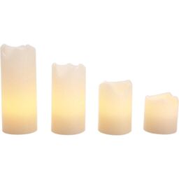 mysmartbuy 4 x Real Wax LED Pillar Candles - Battery Powered Flameless Flickering Light Home Decoration - One of Each 5, 7.5, 10 & 13cm High in Cream - thumbnail 2