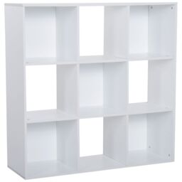 HOMCOM Bookshelf Storage Cabinet Bookcase 9 Cubes Particle Board Home Office in White - thumbnail 2