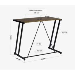 VOGREX Vintage Brown 90cm Black Home Office Computer Writing Desk - thumbnail 2