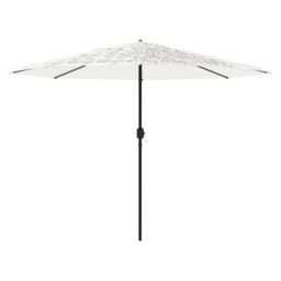 Berkfield Home Garden Parasol with Steel Pole White 388x388x248 cm - Size: 388 x 388 x 248 cm - thumbnail 4