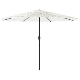 Berkfield Home Garden Parasol with Steel Pole White 388x388x248 cm - Size: 388 x 388 x 248 cm - thumbnail 5