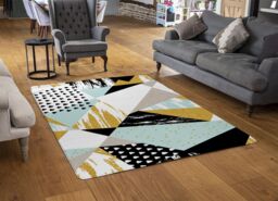 Benjamin Tate Design Geometric Shapes & Brush Strokes Rug in Natural - Size: Large - thumbnail 2