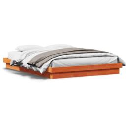 Berkfield Home LED Bed Frame without Mattress Wax Brown 160x200 cm Solid Wood - thumbnail 4