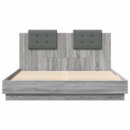 Berkfield Home Bed Frame with LED without Mattress Grey Sonoma 120x200 cm - Size: Small Double - thumbnail 6