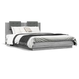 Berkfield Home Bed Frame with LED without Mattress Grey Sonoma 120x200 cm - Size: Small Double - thumbnail 5