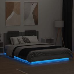 Berkfield Home Bed Frame with LED without Mattress Grey Sonoma 120x200 cm - Size: Small Double - thumbnail 4