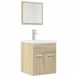 Berkfield Home Spacious 2 Piece Bathroom Furniture Set Sonoma Oak Engineered Wood in Light Tan - thumbnail 2