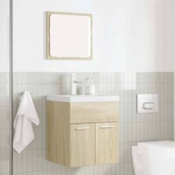 Berkfield Home Spacious 2 Piece Bathroom Furniture Set Sonoma Oak Engineered Wood in Light Tan - thumbnail 1