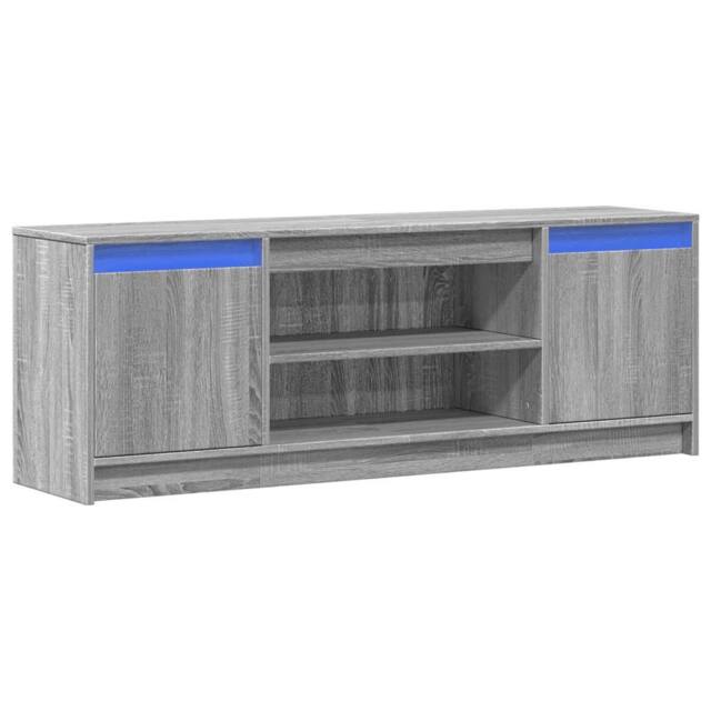 Berkfield Home TV Cabinet with LED Grey Sonoma 139.5x34x50 cm Engineered Wood - image 1