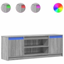 Berkfield Home TV Cabinet with LED Grey Sonoma 139.5x34x50 cm Engineered Wood - thumbnail 3