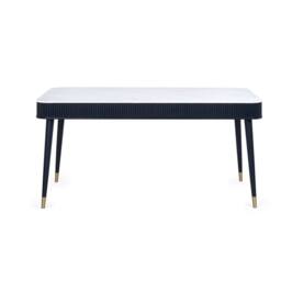 Cheshire Premium Louis 90cm Fluted Stone Top Dining Table with Drawers - Black - thumbnail 4