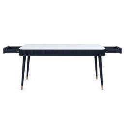 Cheshire Premium Louis 90cm Fluted Stone Top Dining Table with Drawers - Black - thumbnail 5