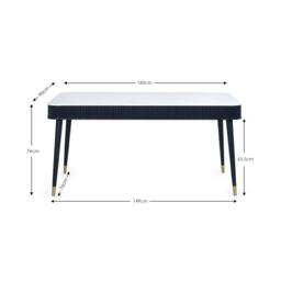 Cheshire Premium Louis 90cm Fluted Stone Top Dining Table with Drawers - Black - thumbnail 3