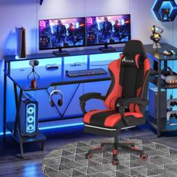 Alivio Ergonomic Gaming Chair with Massage Lumbar Cushion in Red - thumbnail 7