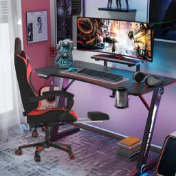 Alivio Ergonomic Gaming Chair with Massage Lumbar Cushion in Red - thumbnail 3