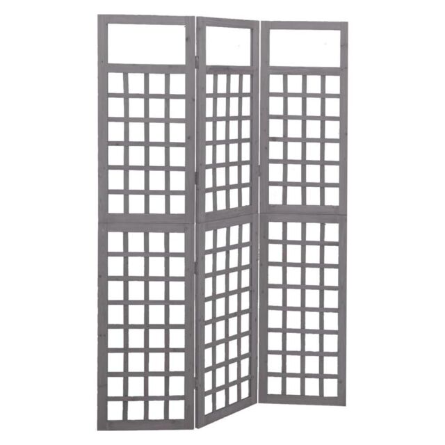 3-Panel Room Divider/Trellis Solid Fir Wood Grey 121x180 cm - image 1
