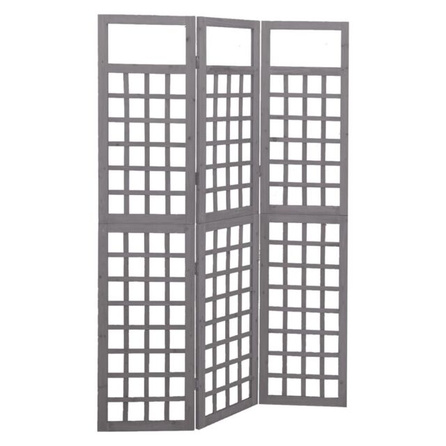 Berkfield Home 3-Panel Room Divider/Trellis Solid Fir Wood Grey 121x180 cm - image 1