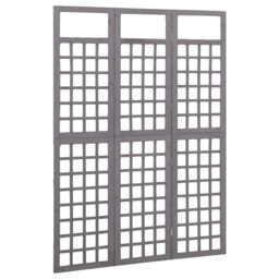 Berkfield Home 3-Panel Room Divider/Trellis Solid Fir Wood Grey 121x180 cm - thumbnail 3