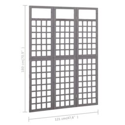 Berkfield Home 3-Panel Room Divider/Trellis Solid Fir Wood Grey 121x180 cm - thumbnail 6