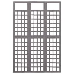 Berkfield Home 3-Panel Room Divider/Trellis Solid Fir Wood Grey 121x180 cm - thumbnail 2