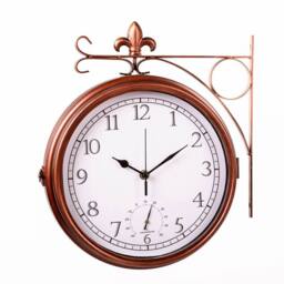 FLAVORA Double-Sided Garden Wall Clock Thermometer in Copper - Size: 100 cm x 15 cm - thumbnail 1