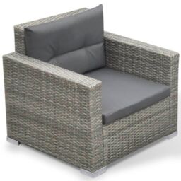 Berkfield Home 6 Piece Garden Lounge Set with Cushions Poly Rattan Grey - thumbnail 6