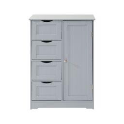 Xample Bathroom Storage Cabinet 4-Drawer Cupboard Free Standing Unit Shelf Furniture in Grey - thumbnail 4