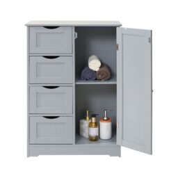 Xample Bathroom Storage Cabinet 4-Drawer Cupboard Free Standing Unit Shelf Furniture in Grey - thumbnail 5