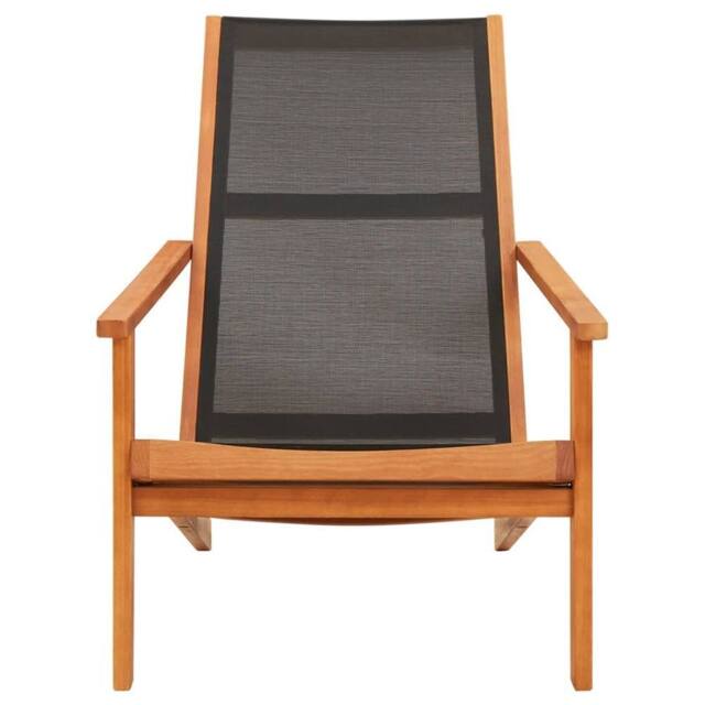 Berkfield Home Garden Lounge Chair Black Solid Eucalyptus Wood & Textilene - image 1