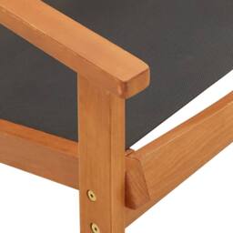 Berkfield Home Garden Lounge Chair Black Solid Eucalyptus Wood & Textilene - thumbnail 5