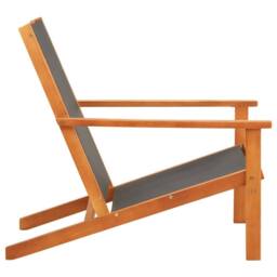 Berkfield Home Garden Lounge Chair Black Solid Eucalyptus Wood & Textilene - thumbnail 4