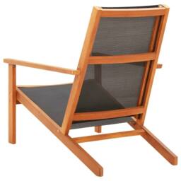 Berkfield Home Garden Lounge Chair Black Solid Eucalyptus Wood & Textilene - thumbnail 3