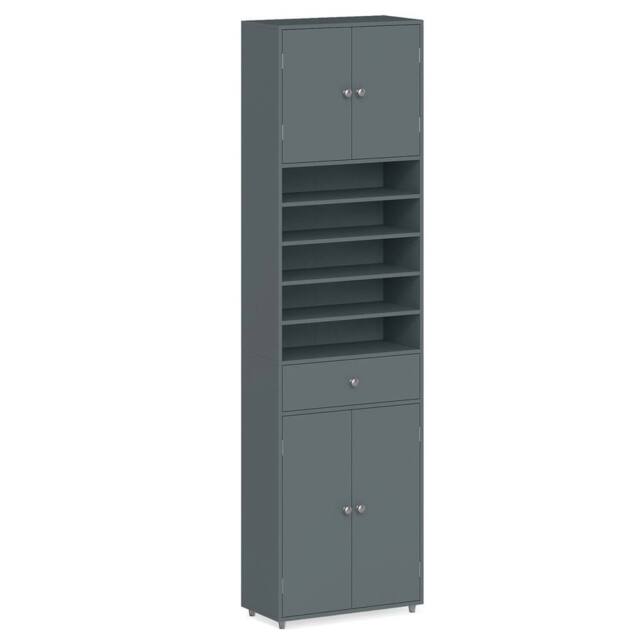 VOGREX Grey 180cm Tall Bathroom Linen Cabinet with Doors - image 1