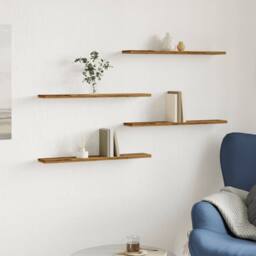 Berkfield Home Durable Bookshelf Boards 4 pcs Old Wood 60x10x1.5 cm Engineered Wood in Brown - thumbnail 1