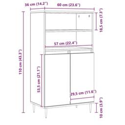 Berkfield Home Highboard Artisian Oak 60x36x110 cm Engineered Wood in Brown - Size: 60 x 36 x 110 cm - thumbnail 9