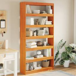 Berkfield Home Book Cabinet/Room Divider 100x30x199.5 cm Solid Wood Pine in Brown - thumbnail 2