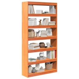 Berkfield Home Book Cabinet/Room Divider 100x30x199.5 cm Solid Wood Pine in Brown - thumbnail 4