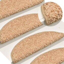 Berkfield Home Carpet Stair Treads 15 pcs Gold 65x21x4 cm - Size: Medium - thumbnail 1