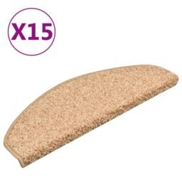 Berkfield Home Carpet Stair Treads 15 pcs Gold 65x21x4 cm - Size: Medium - thumbnail 2
