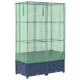 Berkfield Home Raised Bed with Greenhouse Cover Rattan Look 80x40x138 cm in Navy - Size: 80 x 40 x 138 cm - thumbnail 6
