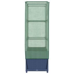 Berkfield Home Raised Bed with Greenhouse Cover Rattan Look 80x40x138 cm in Navy - Size: 80 x 40 x 138 cm - thumbnail 5