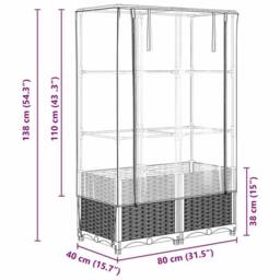 Berkfield Home Raised Bed with Greenhouse Cover Rattan Look 80x40x138 cm in Navy - Size: 80 x 40 x 138 cm - thumbnail 9