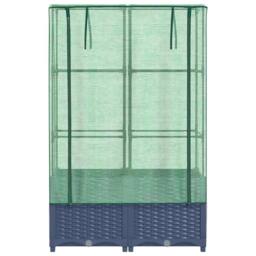 Berkfield Home Raised Bed with Greenhouse Cover Rattan Look 80x40x138 cm in Navy - Size: 80 x 40 x 138 cm - thumbnail 4