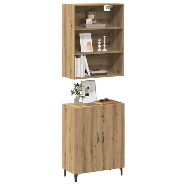 Berkfield Home Sideboard with Wall Cabinet Artisan Oak Engineered Wood in Brown - image 1